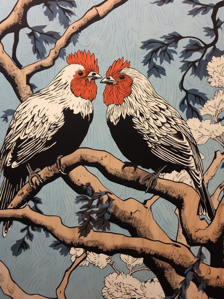 Art Nouveau Birds Poster Chicken 1