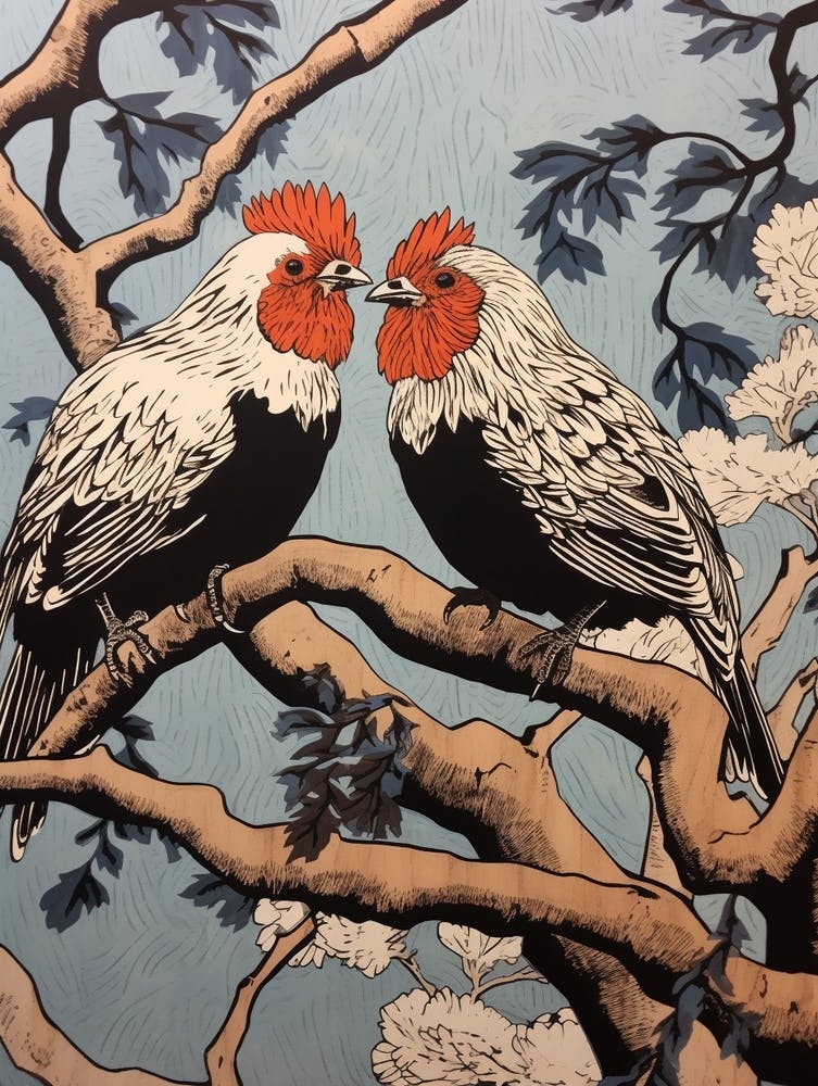 Art Nouveau Birds Poster Chicken 1