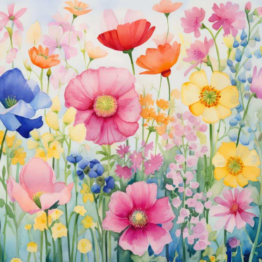 Watercolor Windflowers Garden 3