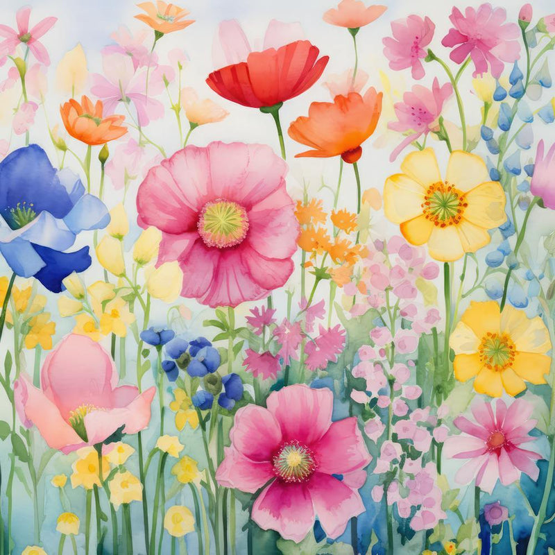 Watercolor Windflowers Garden 3