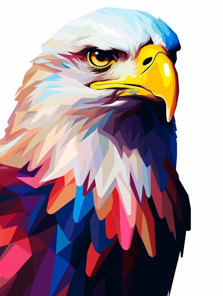 Colourful Geometric Bird Bald Eagle 2