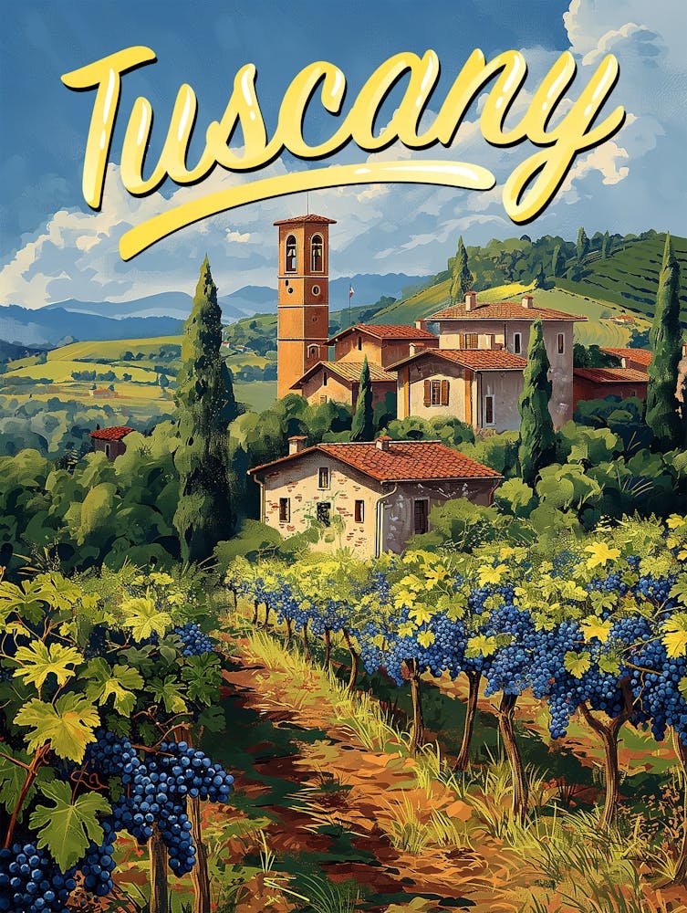 Travel Poster Of Tuscany Italy Small