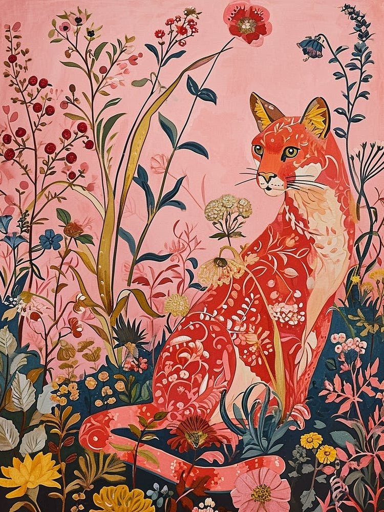 Floral Animal Painting Puma 3