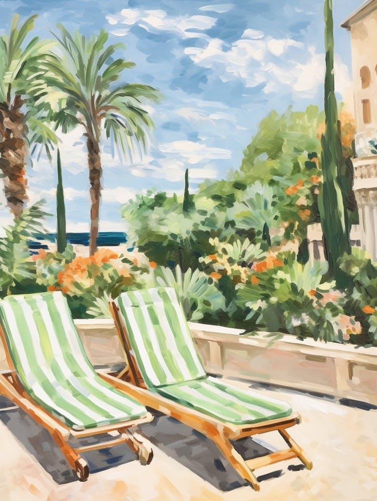 Sun Lounger By The Pool In Mallorca Spain