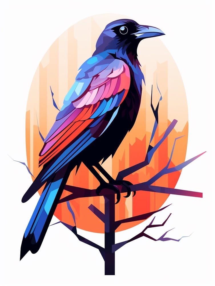Colourful Geometric Bird Crow 4