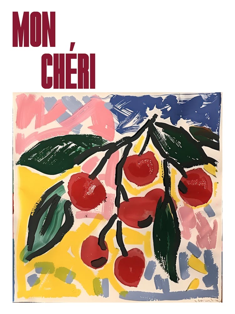 Mon Cheri Poster Summer Cherries Painting Matisse Style 1