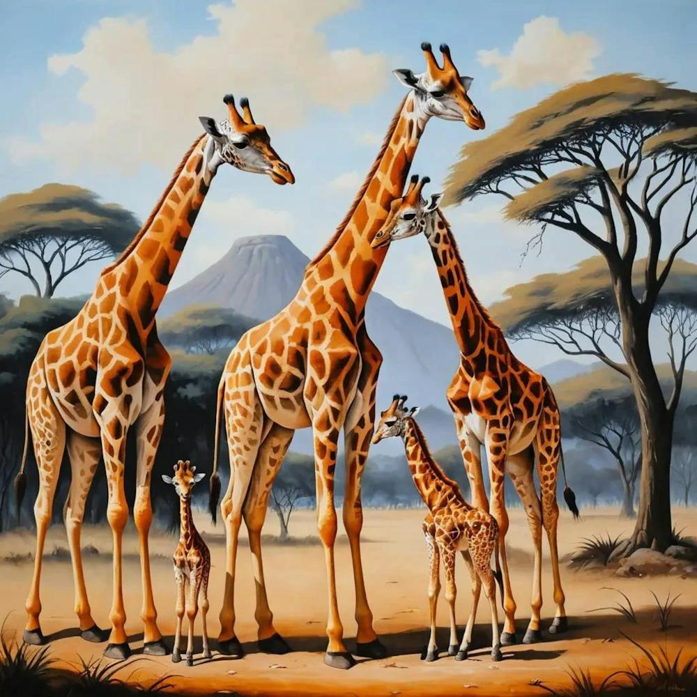 A family of giraffes