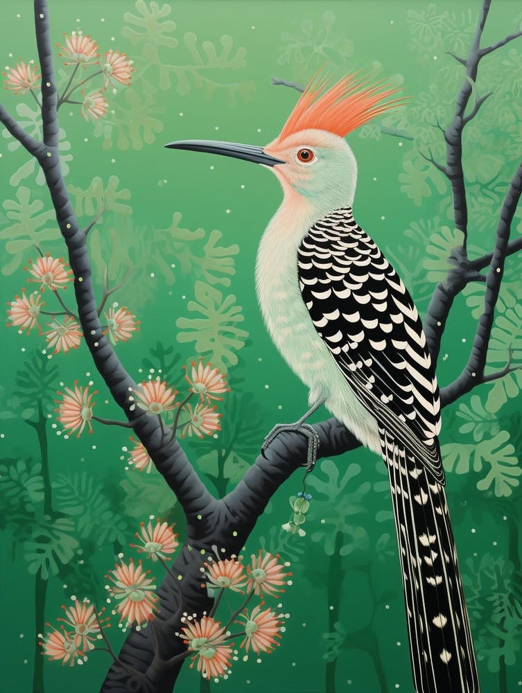 Ohara Koson Inspired Bird Painting Hoopoe 2