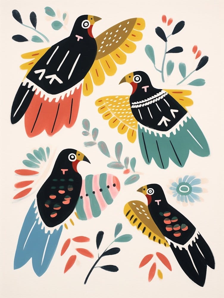 Peinture d'Oiseau Style Folklorique Pygargue à Tête Blanche 2