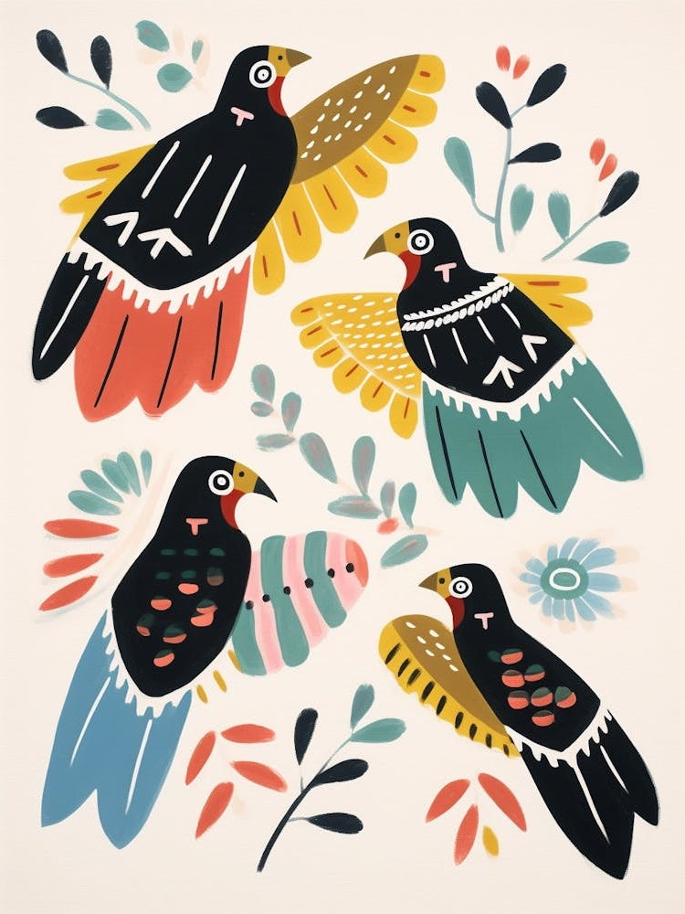 Folk Style Bird Painting Bald Eagle 2