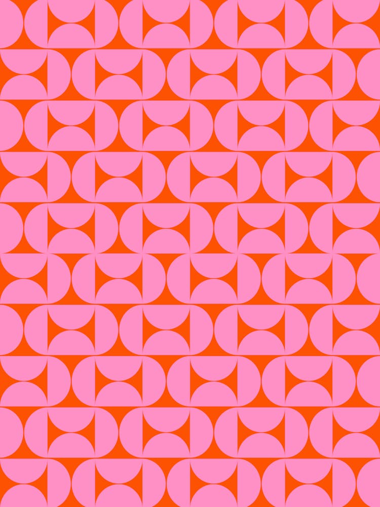 Mid Century Pink And Orange