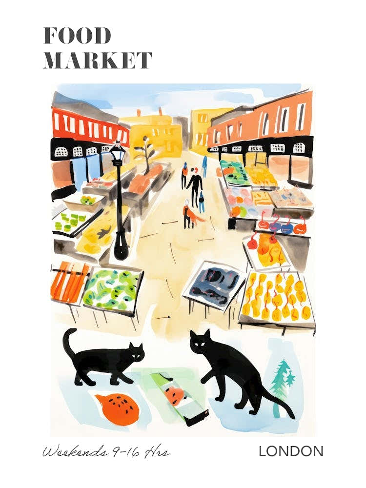 The Food Market In London 7 Illustration Poster