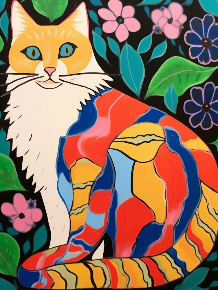 Maximalist Animal Painting Cat 1