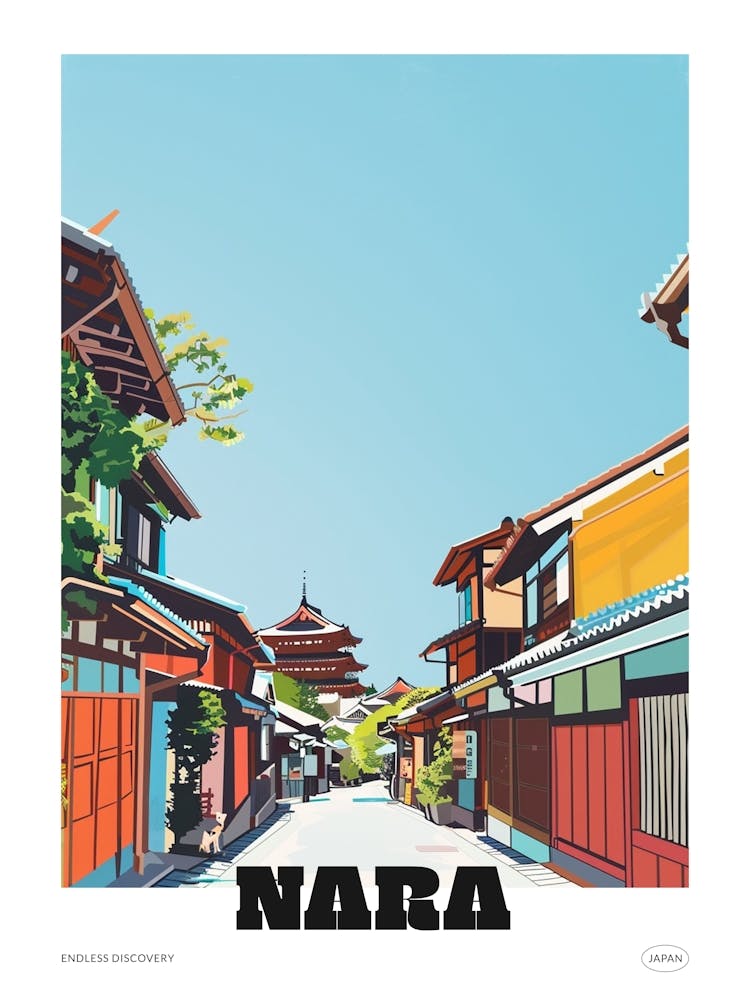 Nara Japan 2 Farbenfrohes Reiseposter