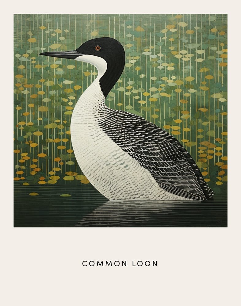 Ohara Koson Inspired Bird Painting Common Loon 1 Poster