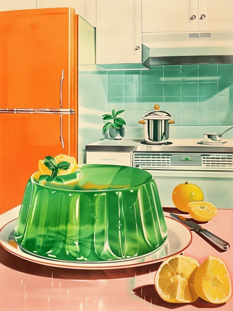 Retro Bright Green Jelly Vintage Cookbook Inspired 2