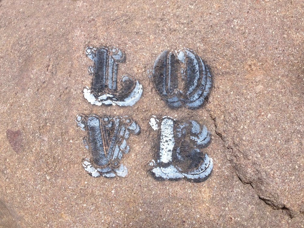Love sign on a Stone