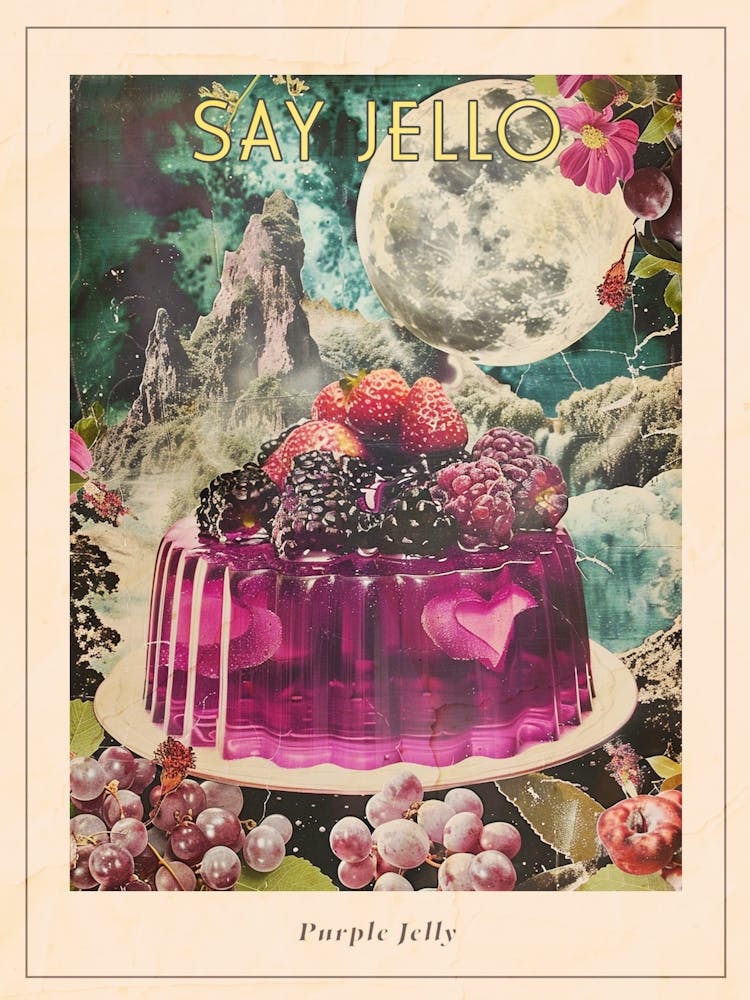 Purple Jelly Retro Space Collage 2 Poster