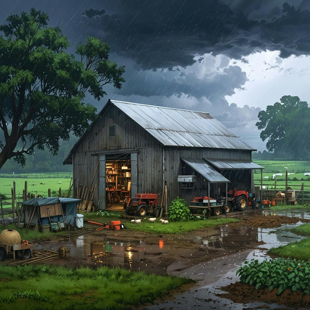 Barn In The Rain 1
