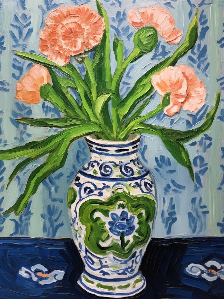 Flowers In A Vase Still Life Painting Carnation 2