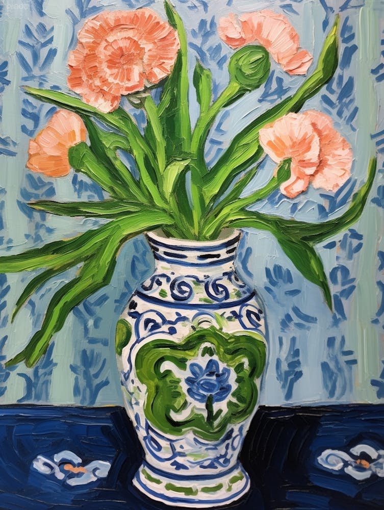 Flowers In A Vase Still Life Painting Carnation 2