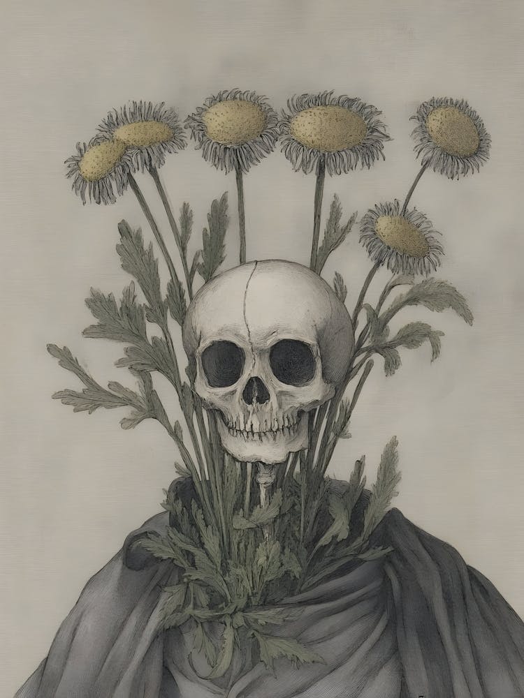 Skull With Dandelions