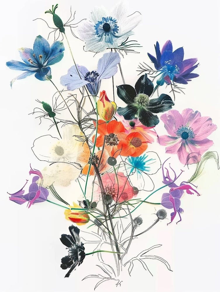 Nigella 4 Collage Flower Bouquet