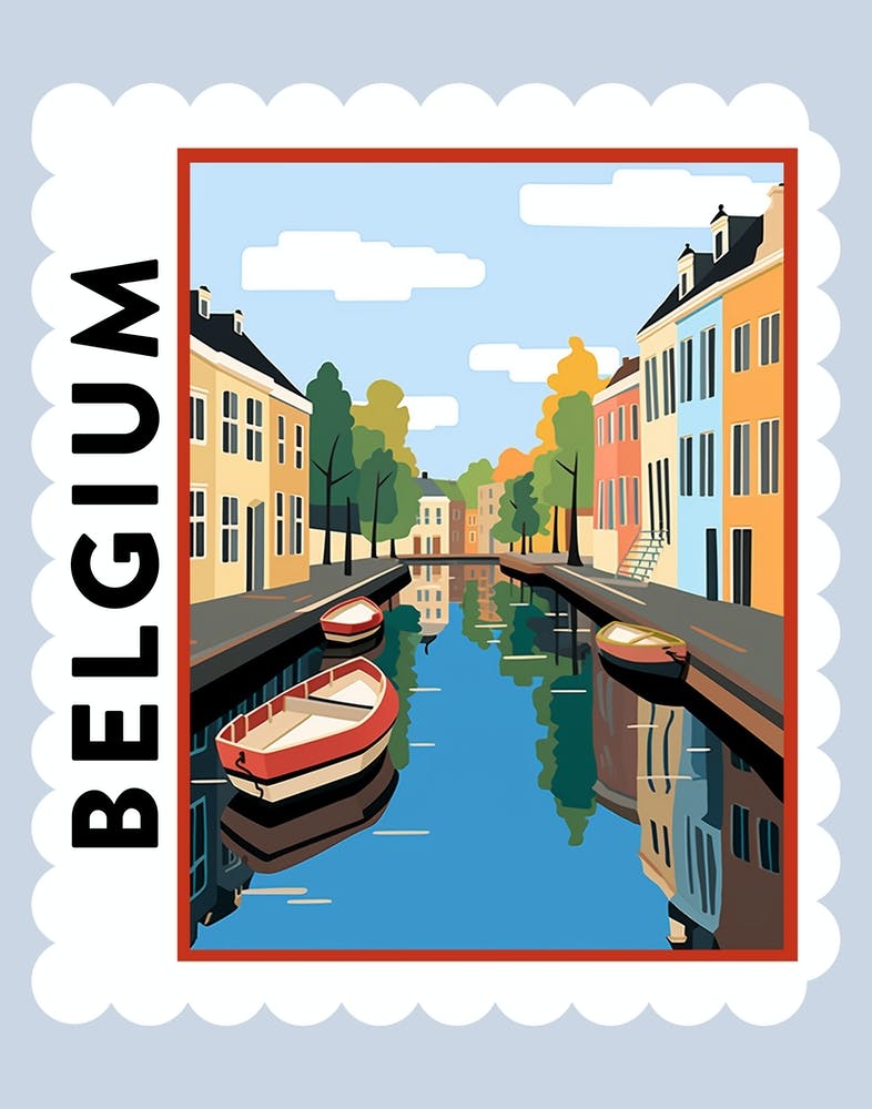 Belgium 1 Travel Stamp Poster