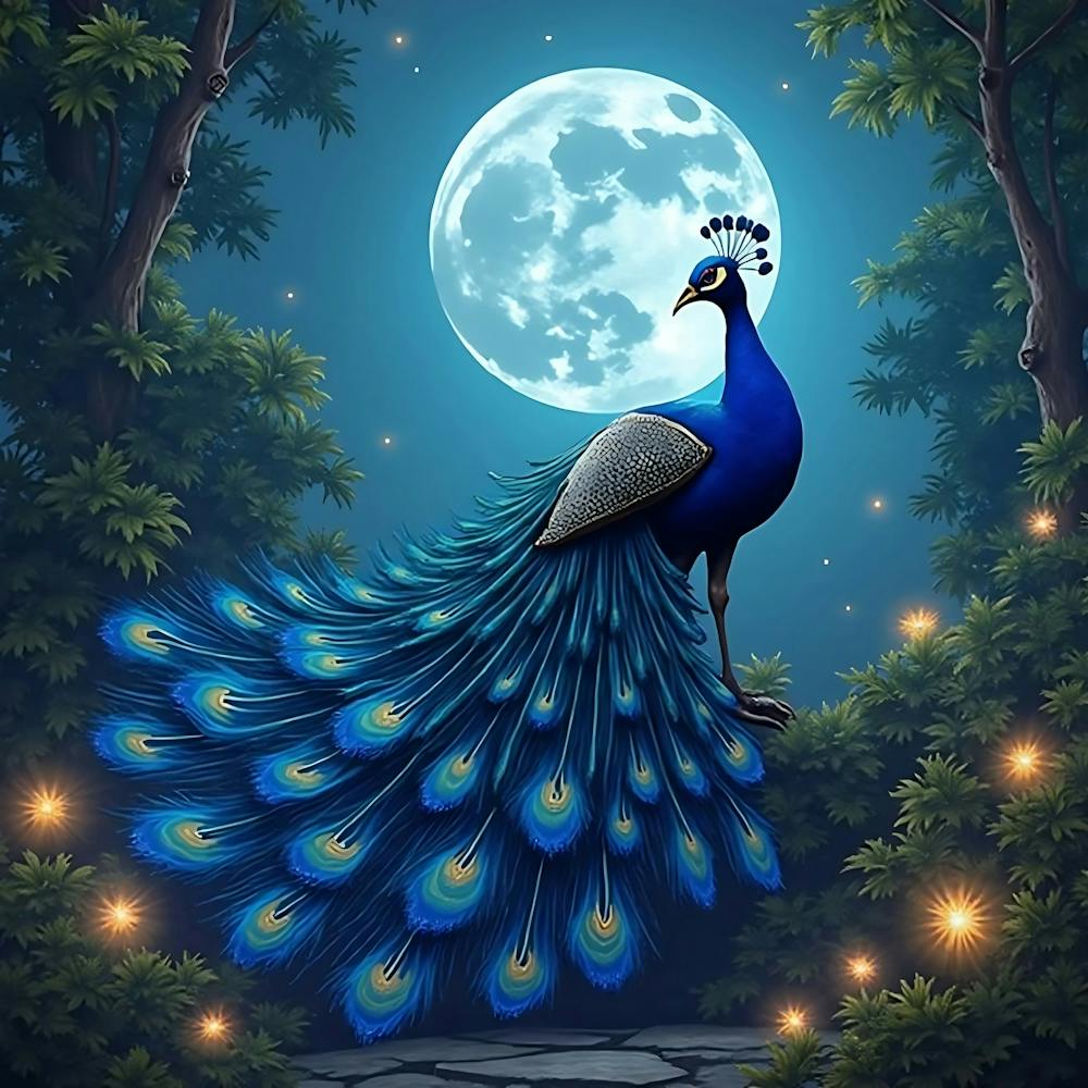 Peacock In The Moonlight 1