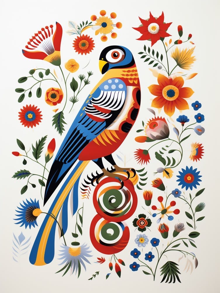 Scandinavian Bird Illustration American Kestrel 2