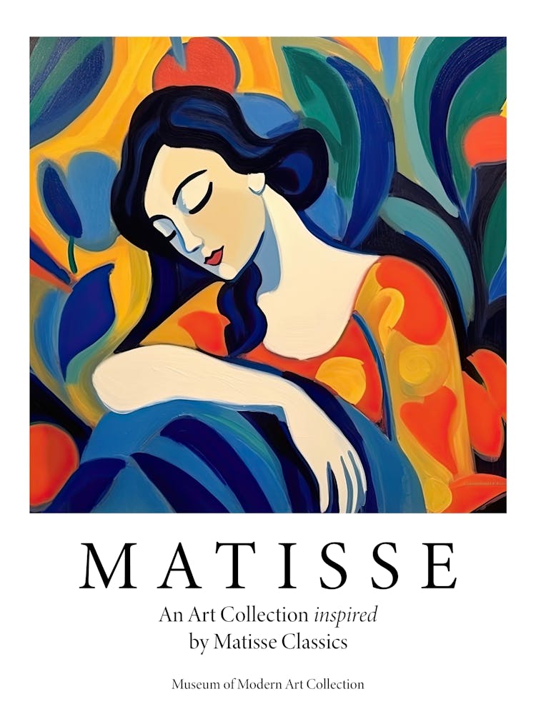 Blue Hair Woman, The Matisse Inspired Art Collection Poster