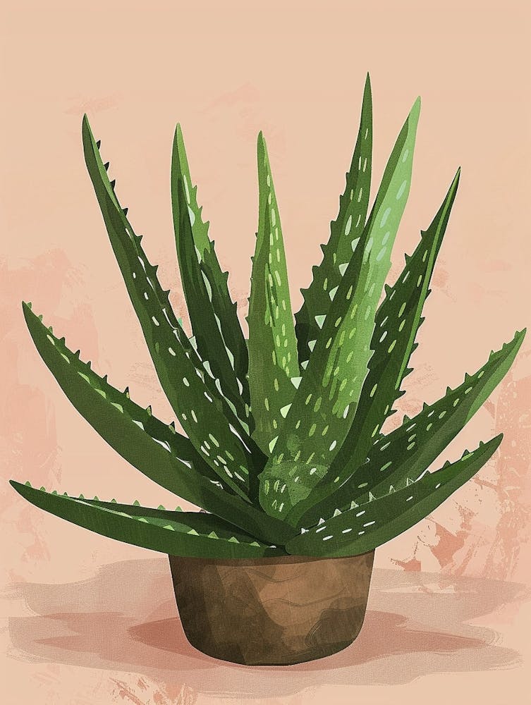 Aloe Vera Plant Minimalist Illustration 1