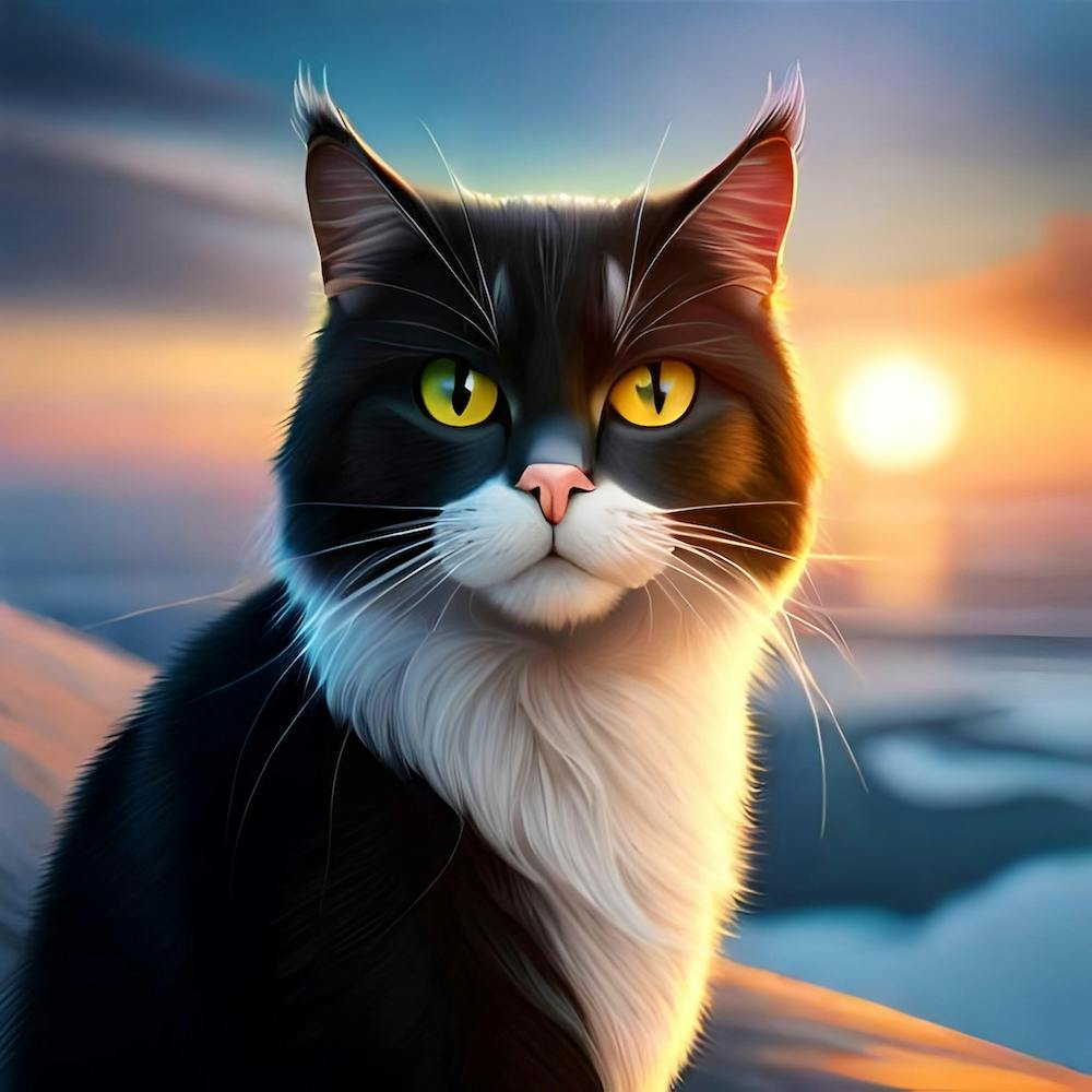 Katze bei Sonnenuntergang