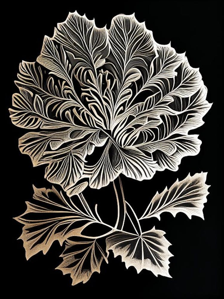 Marigold Leaf Linocut