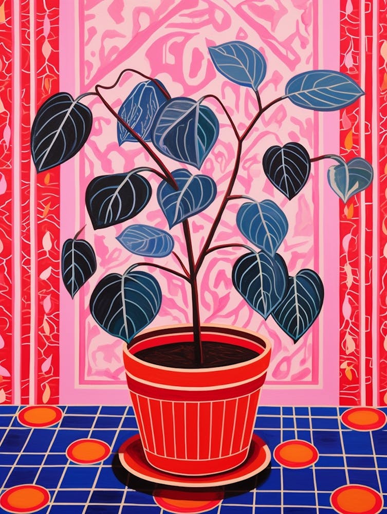 Pink And Red Plant Illustration Rubber Plant Ruby Ficus 2