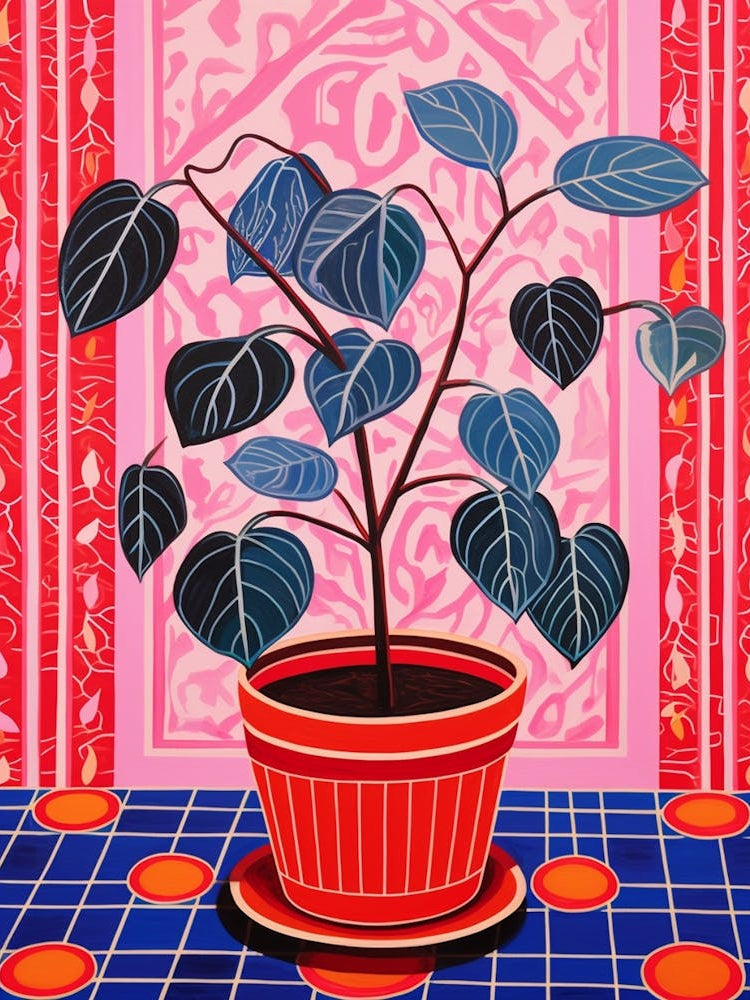 Pink And Red Plant Illustration Rubber Plant Ruby Ficus 2
