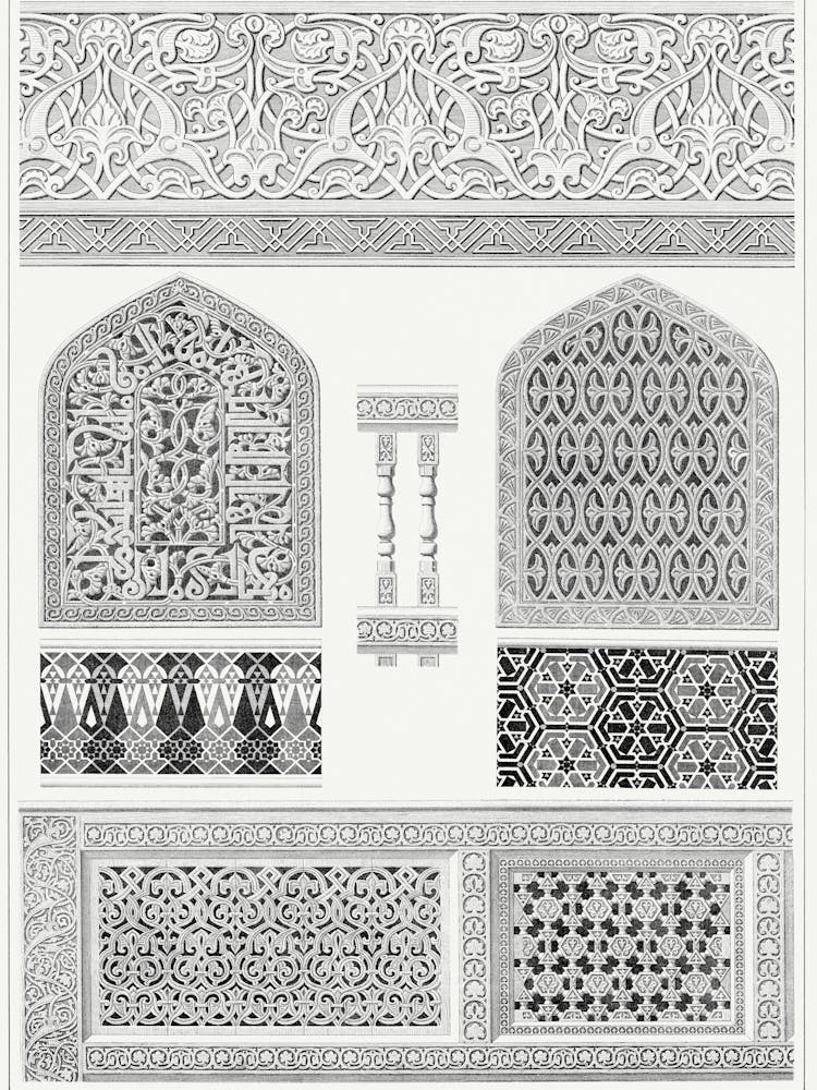 Emile Prisses D’Avennes Pattern, Plate No, 102, La Decoration Arabe,Digitally Enhanced Lithograph From Own Original