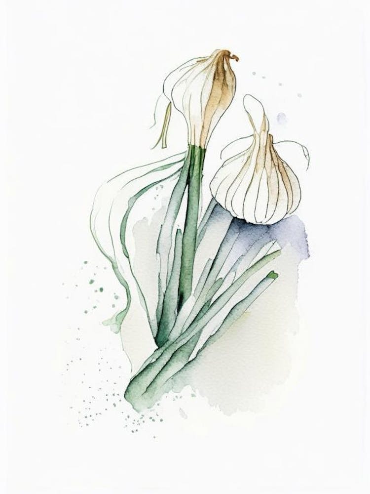 Knoblauchkräuter Minimalistisches Aquarell 3