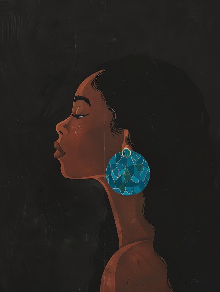 Woman With Blue Earrings
