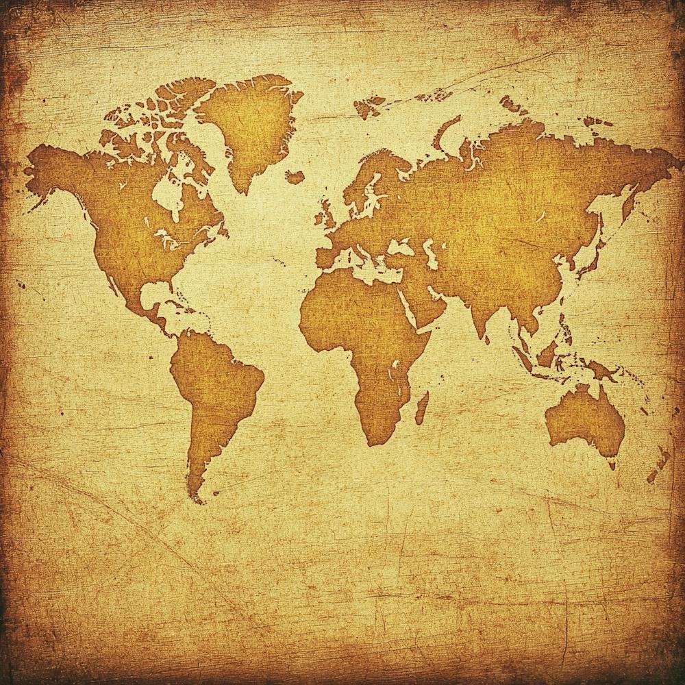 World Map On Old Paper Art