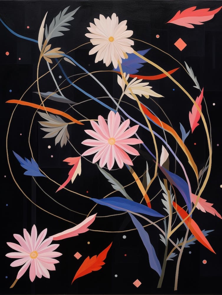 Astern 2 Hilma Af Klint Inspirierte Blumenillustration