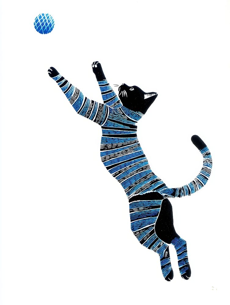 Cat Catching A Ball