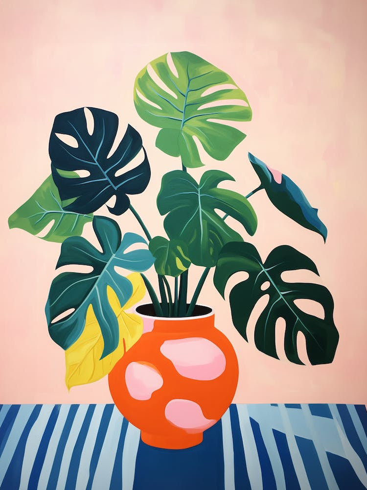 Matisse Inspired Abstract Plants Bathroom Poster