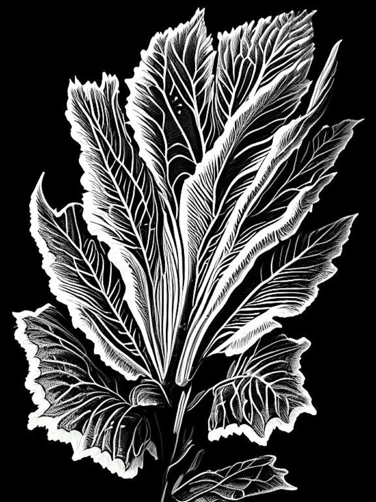Mullein Leaf Linocut 1