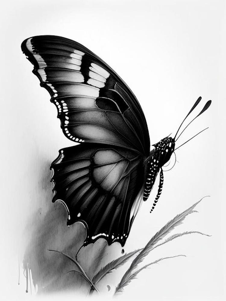 Black Swallowtail Butterfly Graffiti Illustration 1