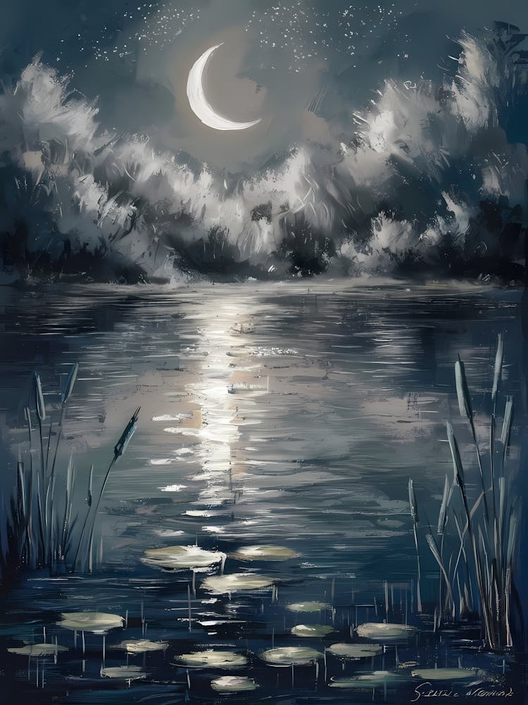Moonlight Over Lake 2