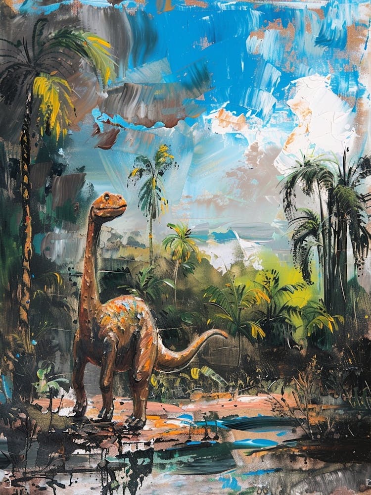 Dinosaur In The Tropical Landscape Painting 3