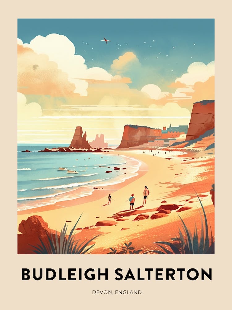 Devon Vintage Travel Poster Budleigh Salterton 2
