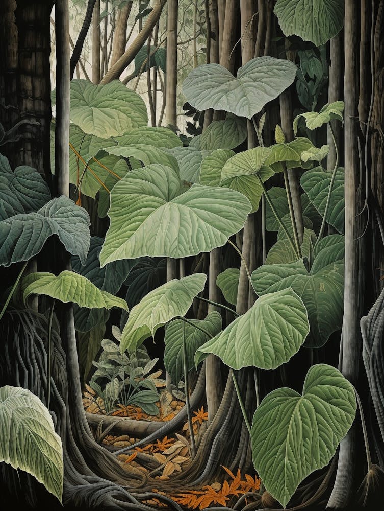 Vintage Jungle Botanical Illustration Taro 1