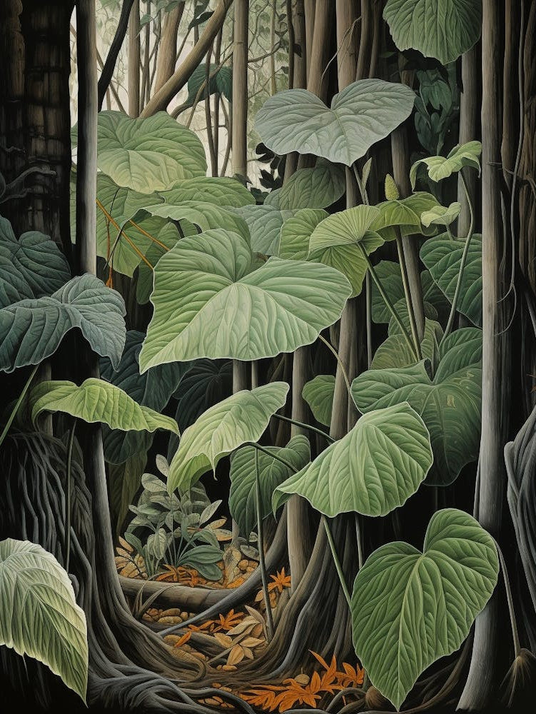 Vintage Jungle Botanical Illustration Taro 1
